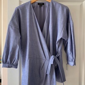 Halogen Chambray wrap top
